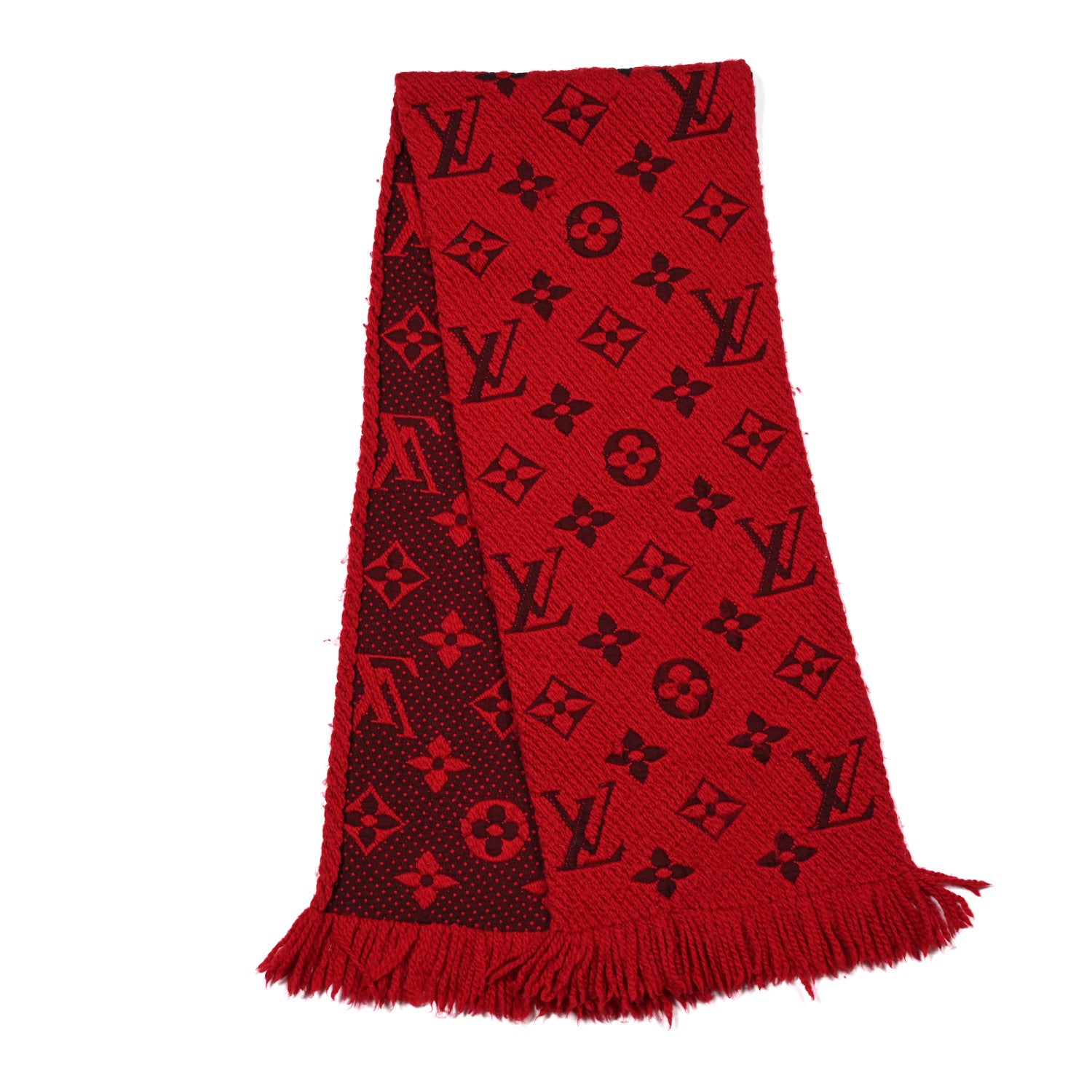 Louis Vuitton Wool Silk Logomania Scarf Cherry 2 of 6