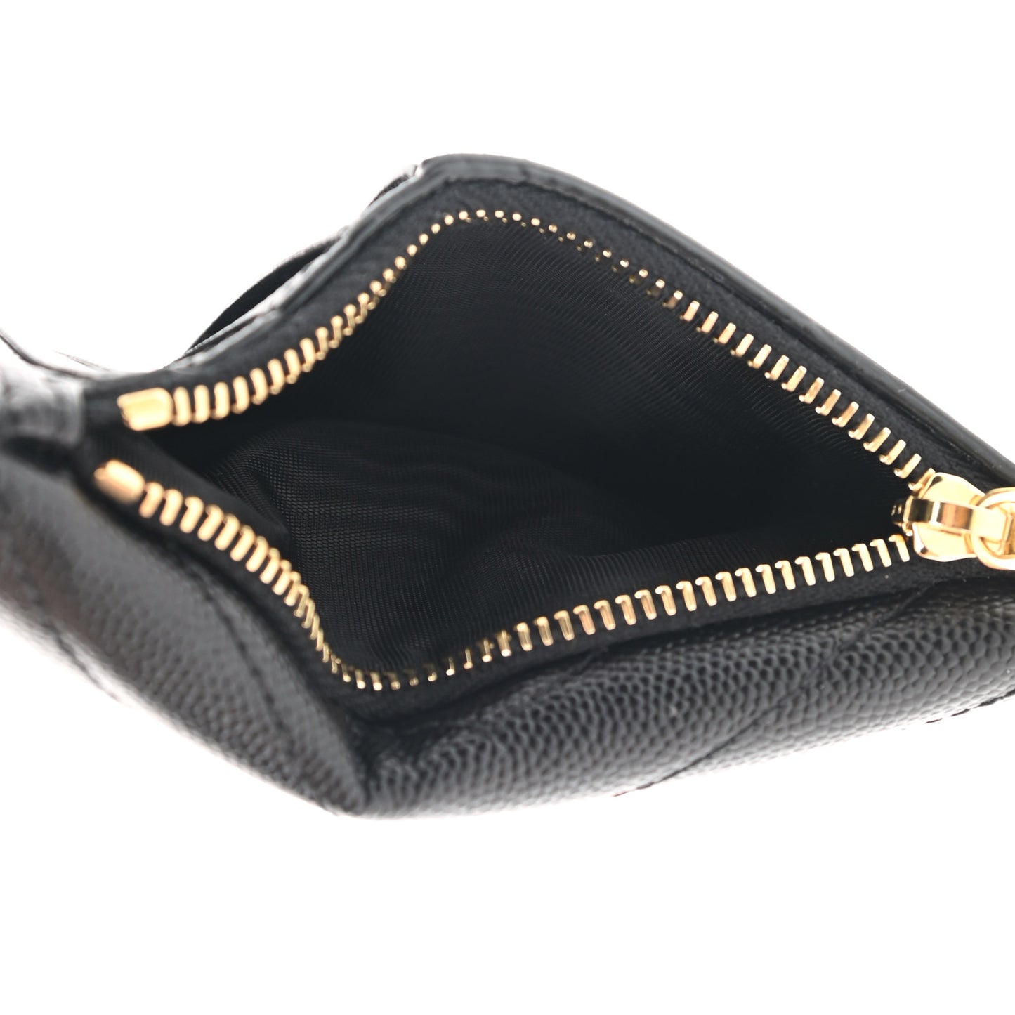 Grain De Poudre Matelasse Chevron Monogram Fragments Zippered Card Case Black