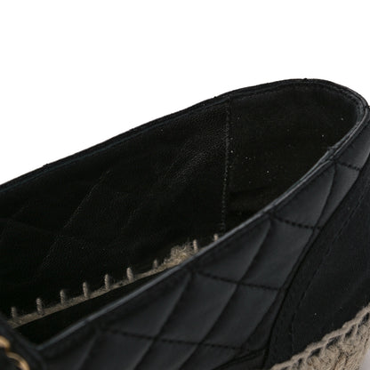 Chanel Lambskin Grosgrain Quilted CC Chain Espadrilles 38 Black 10 of 12