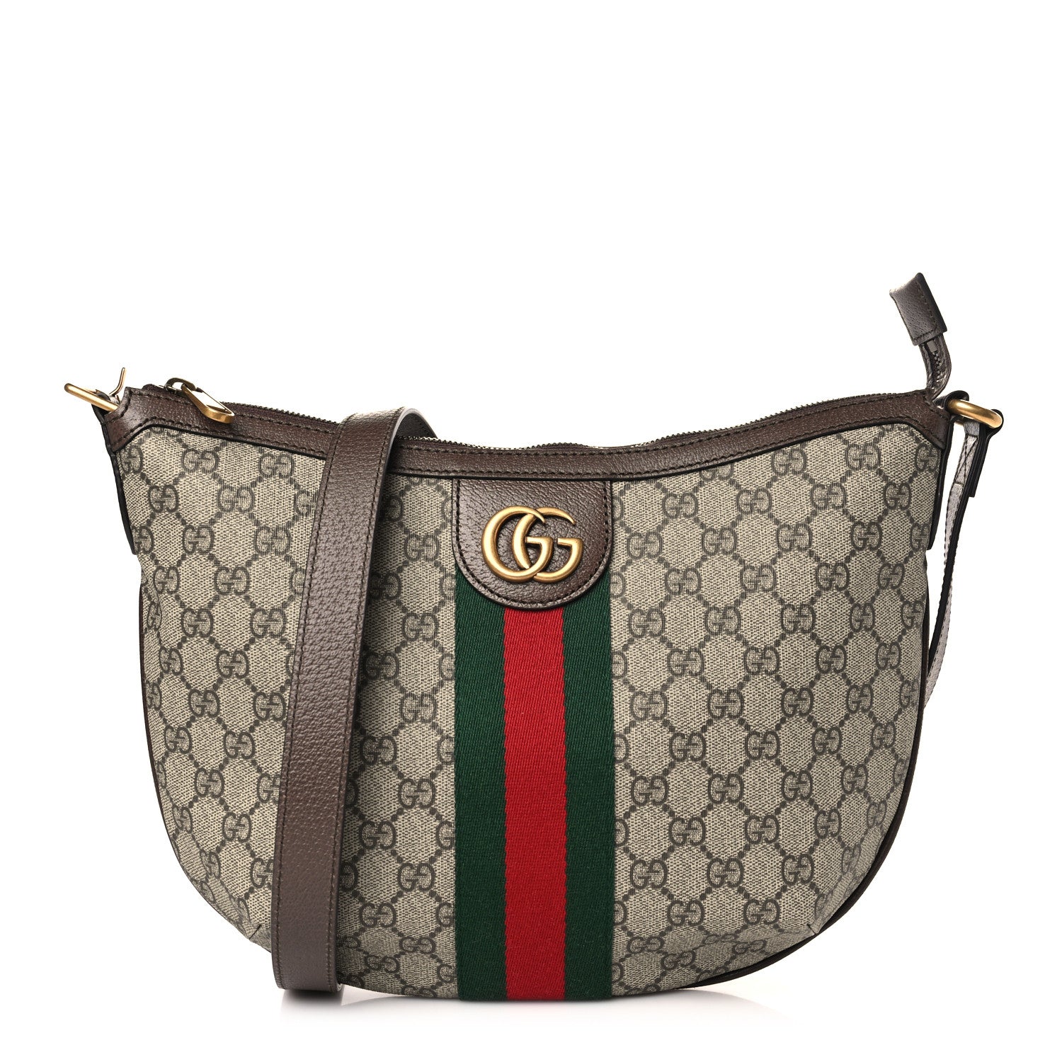 Gucci GG Supreme Monogram Web Small Ophidia Half Moon Hobo Brown 1 of 11