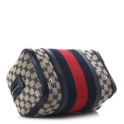 Gucci Monogram Vintage Web Small Boston Navy 4 of 14
