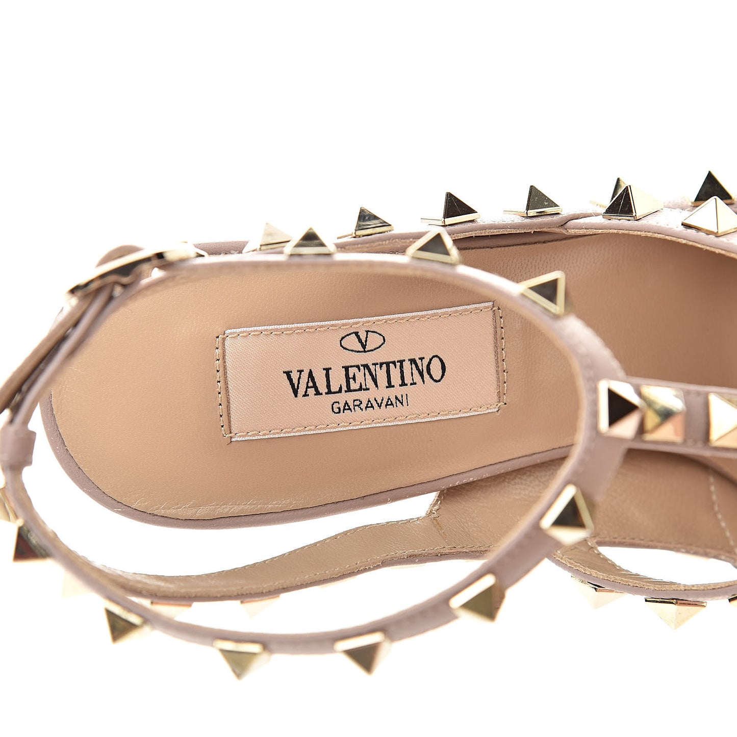 Patent Nappa Rockstud Ankle Strap 100mm Pumps 36.5 Poudre