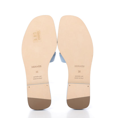 Hermes Calfskin Oran Sandals 36 Bleu Dorset 5 of 9