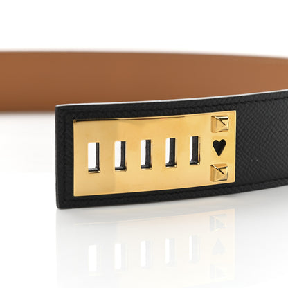 Hermes Epsom Swift 35mm Collier De Chien CDC As De Coeur Belt 75 Black Gold 5 of 6