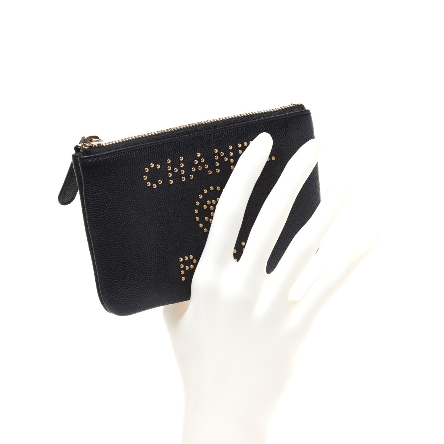 Chanel Caviar Studded Deauville Cosmetic Pouch Black 2 of 12