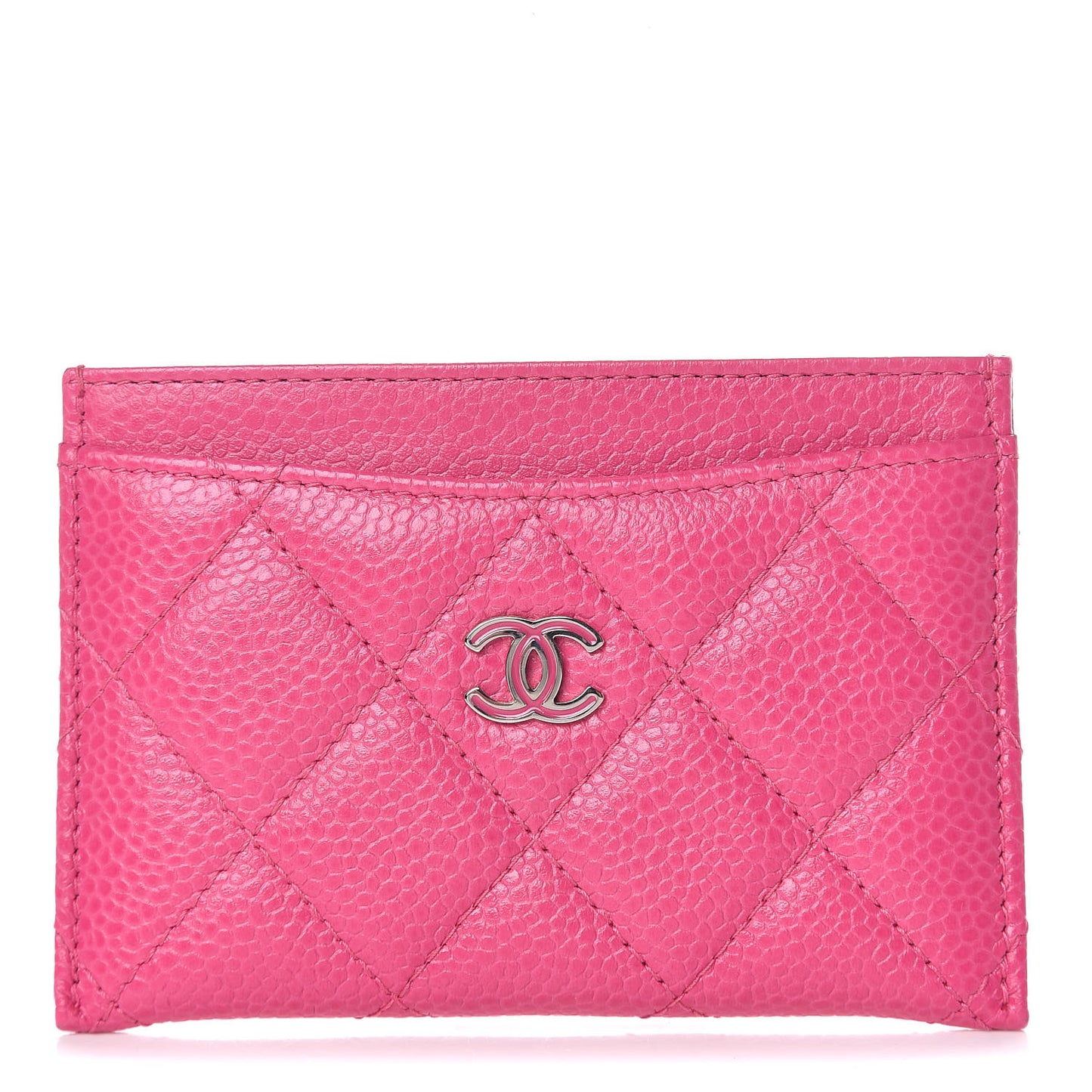 Caviar Quilted Card Holder Pink