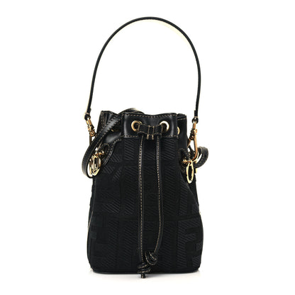 Fendi Canvas Vitello King F is Fendi FF Embroidered Mini Mon Tresor Bucket Bag Black 1 of 12