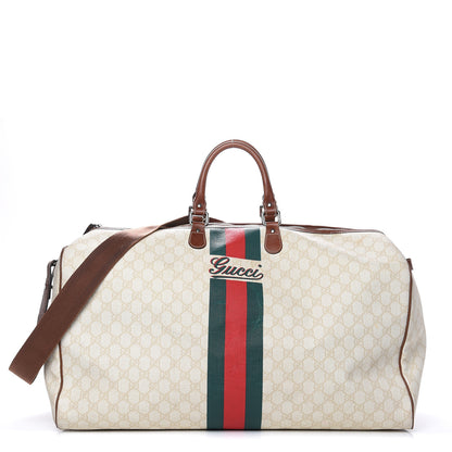 Gucci GG Plus Monogram Web Stripe Large Carry On Duffle Tan 1 of 18