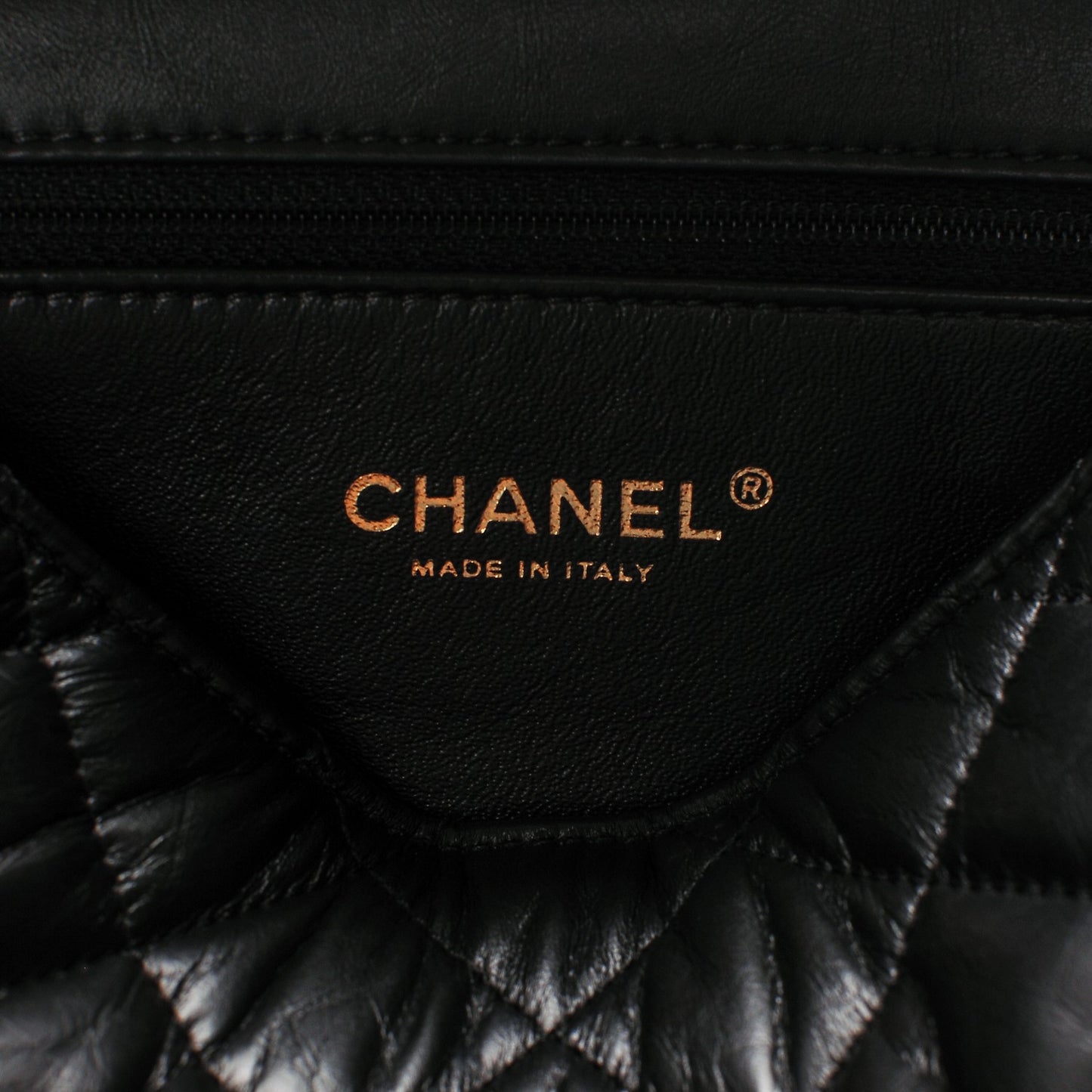 Aged Calfskin Quilted Medium Medallion Flap Black