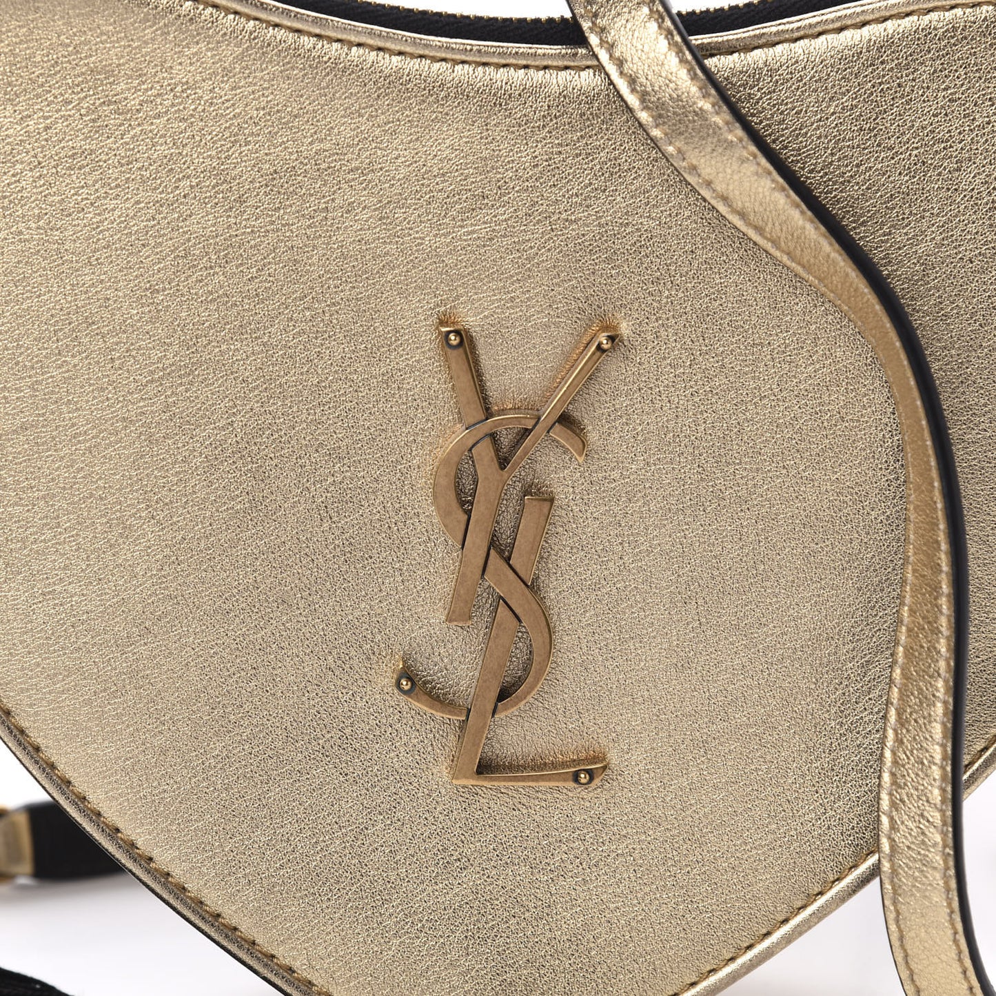 Metallic Calfskin Heart Monogram Crossbody Gold