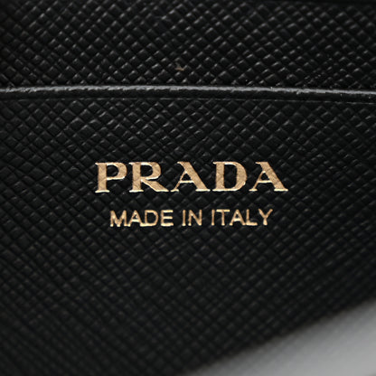 Prada Saffiano Shine Monochrome Mini Flap Crossbody Wristlet Bag Black 6 of 9