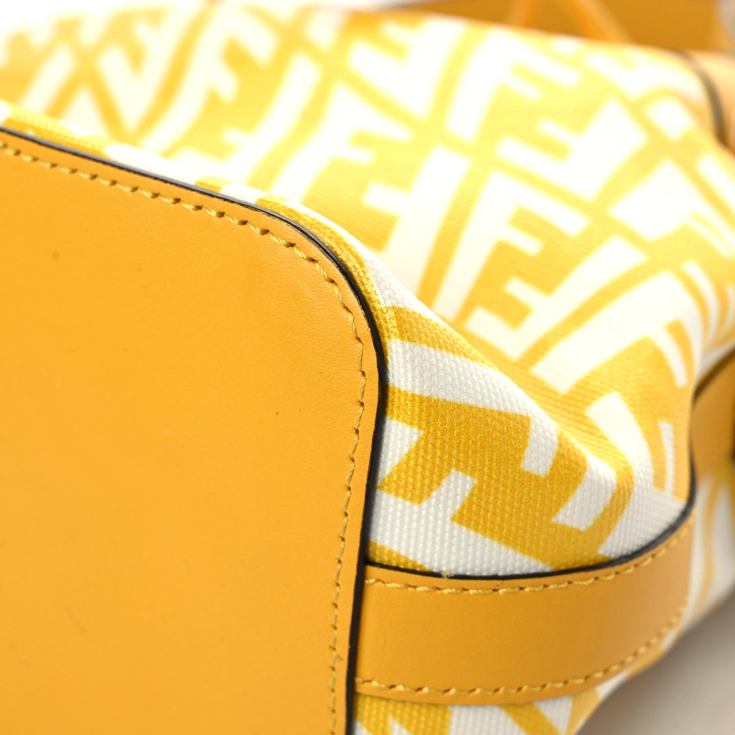 Fendi X SARAH COLEMAN Glazed Canvas Vitello King F is Fendi FF Vertigo Mini Mon Tresor Bucket Bag Mimosa White 6 of 16