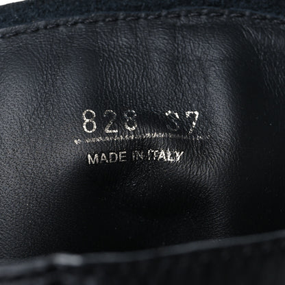 Prada Vitello Lux Nylon Metal Triangle Logo Monolith Pouch Pocket 55mm Tall Combat Boots 37 Black 6 of 7