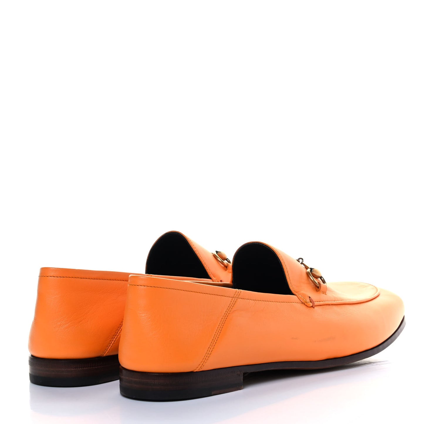 Lambskin Womens Brixton Horsebit Loafers 41 Yellow Tangerine