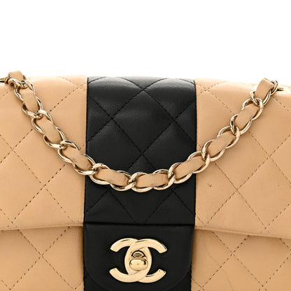 Chanel Lambskin Quilted Mini Rectangular Flap Beige Black 8 of 18