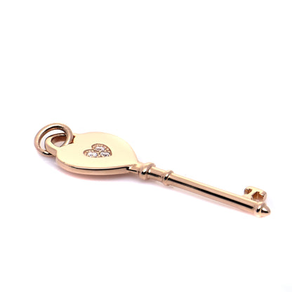 Tiffany 18K Rose Gold Diamond Heart Key Pendant 4 of 6