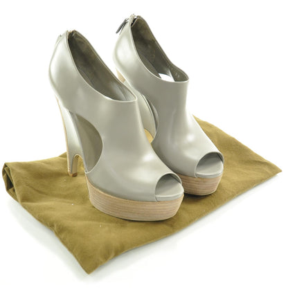 Gucci Leather Clemence Platform Wedge Sandals 38 Grey 2 of 7