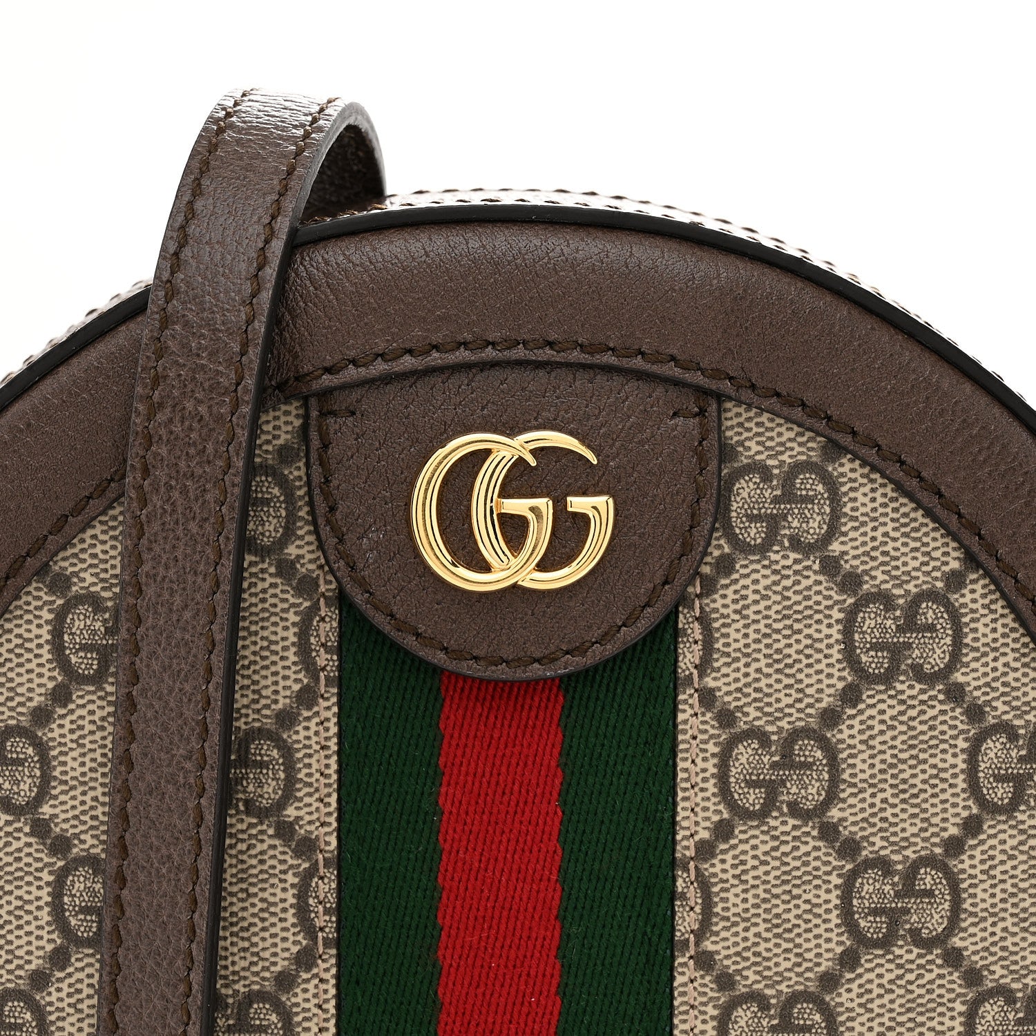 Gucci GG Supreme Monogram Web Mini Ophidia Round Shoulder Bag Brown 8 of 11