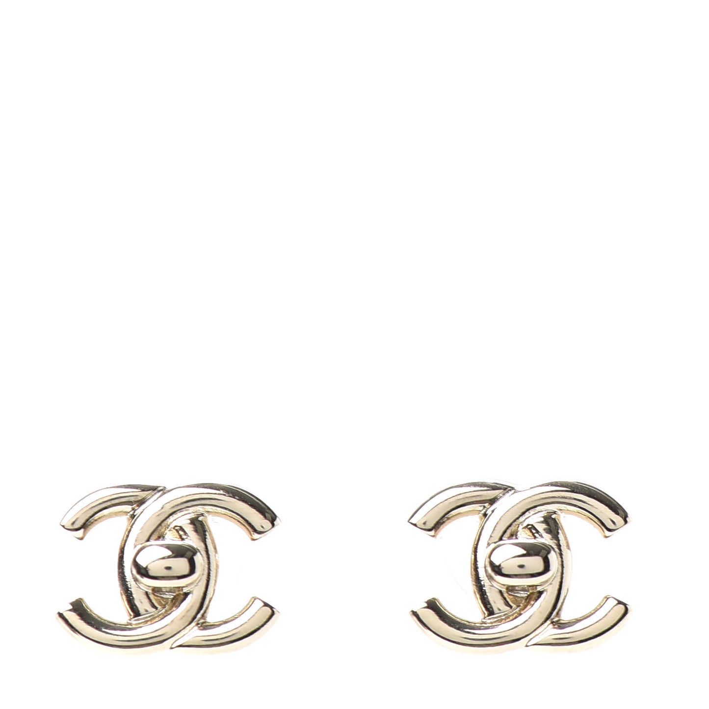 Metal CC Turnlock Earrings Gold