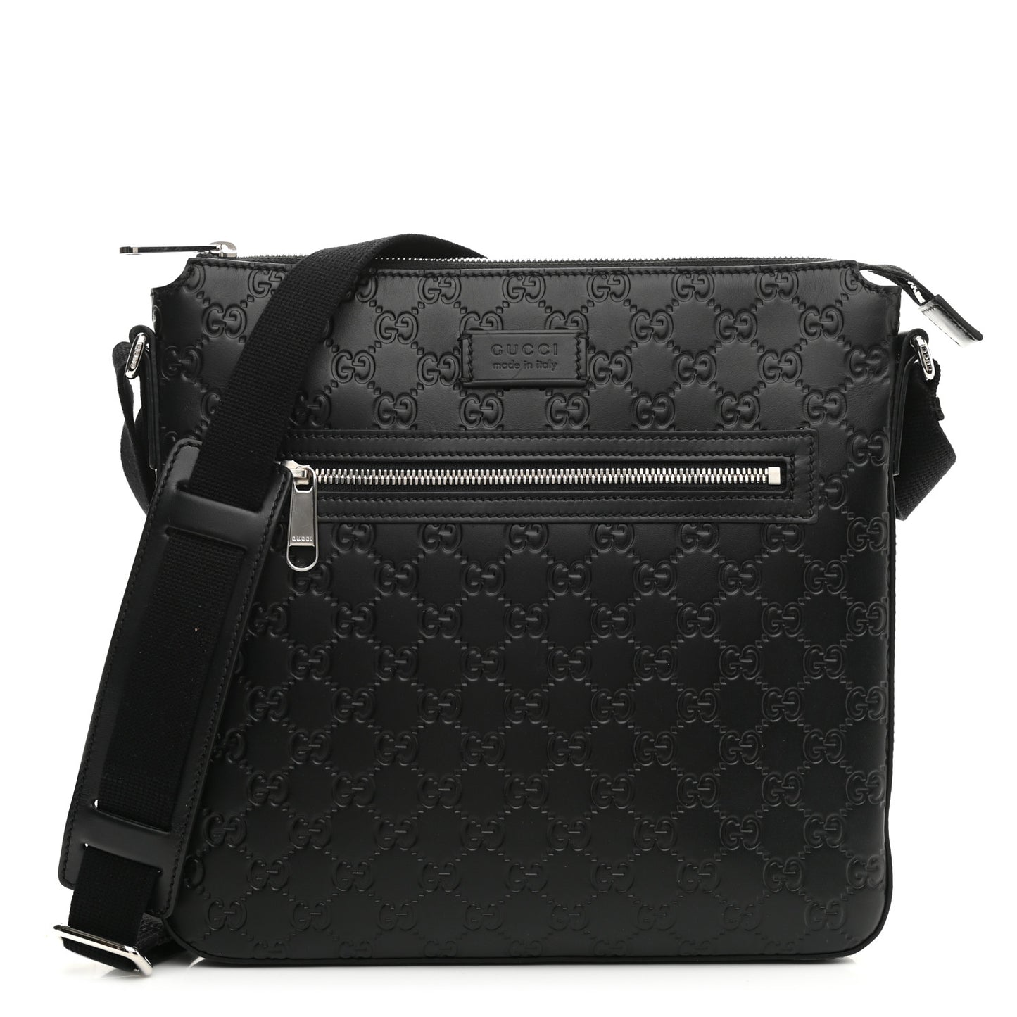 Guccissima Signature Medium Flat Messenger Bag Black