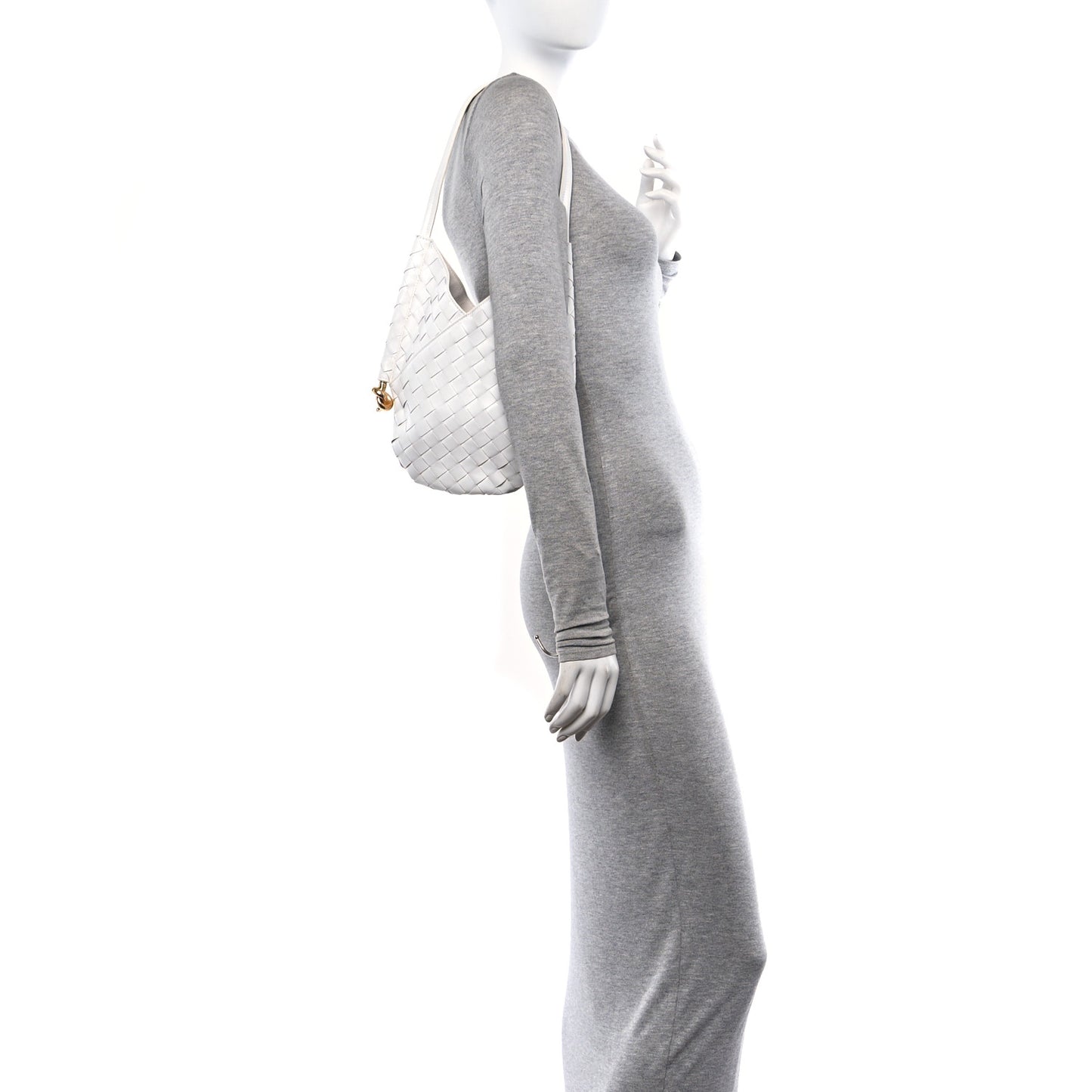 Nappa Intrecciato Small Solstice Hobo White