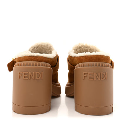 Fendi Suede Shearling Clogs 39 Caramello Latte 5 of 10