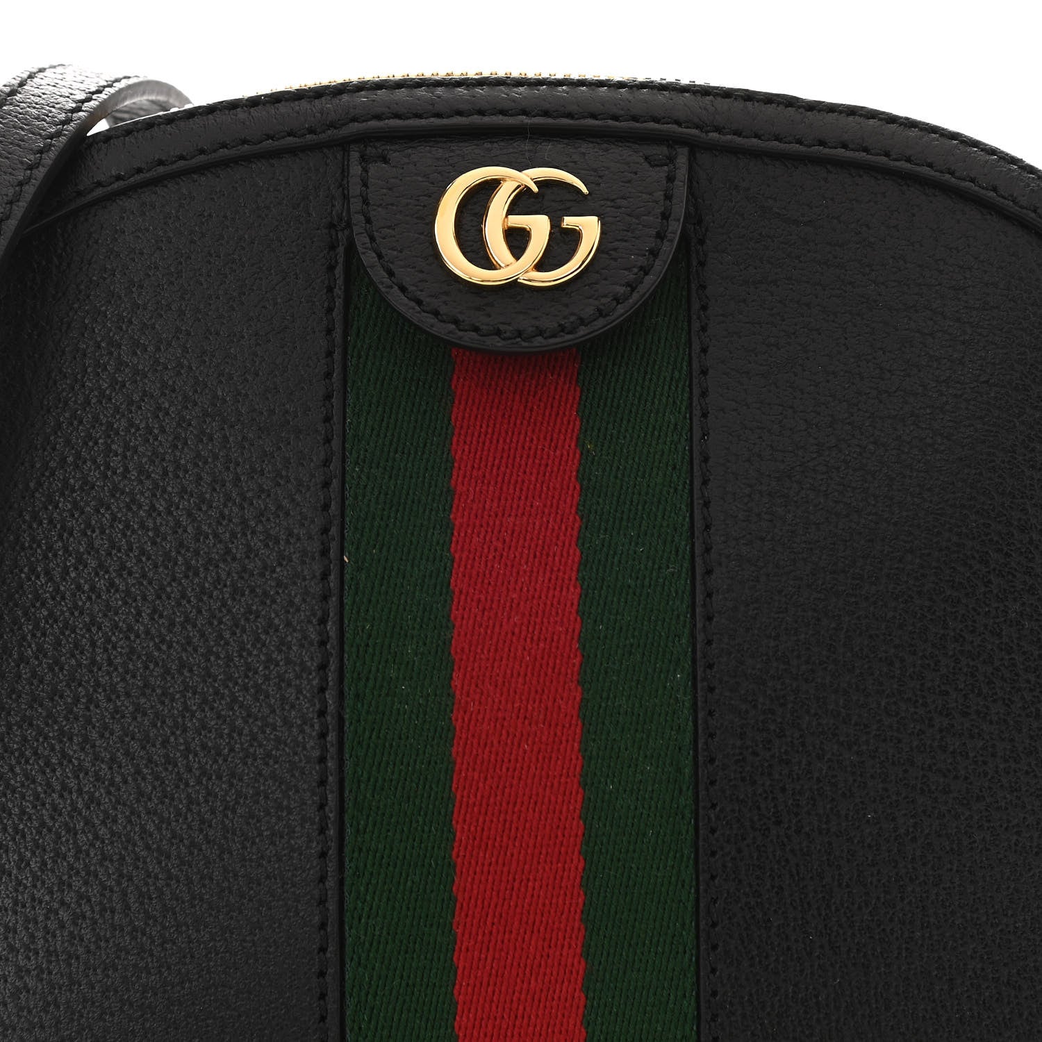 Gucci Calfskin GG Web Small Ophidia Dome Shoulder Bag Black 7 of 9