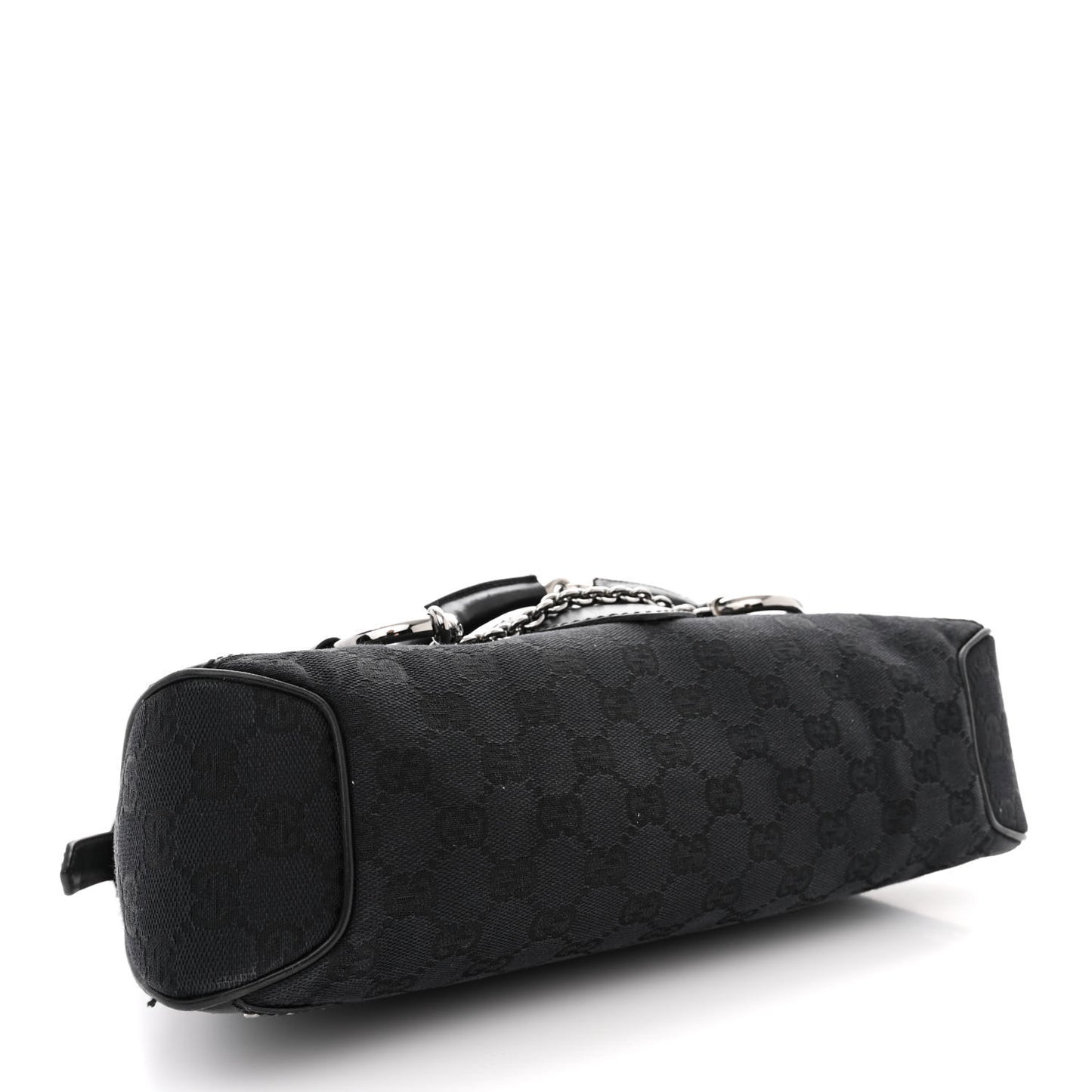 Monogram Horsebit Chain Studded Flap Shoulder Bag Black