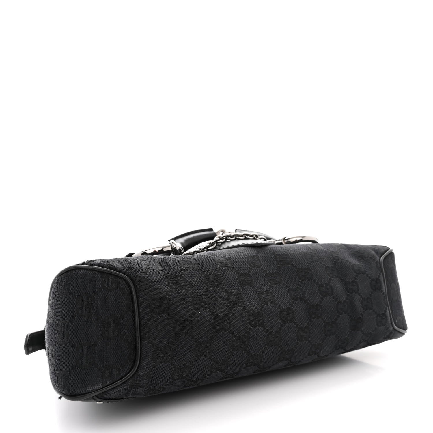 Gucci Monogram Horsebit Chain Studded Flap Shoulder Bag Black 4 of 14