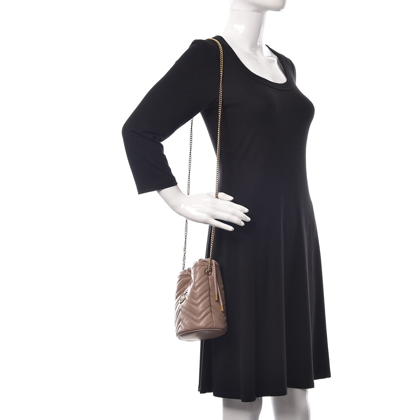Calfskin Matelasse Mini GG Marmont 2.0 Bucket Bag Porcelain Rose