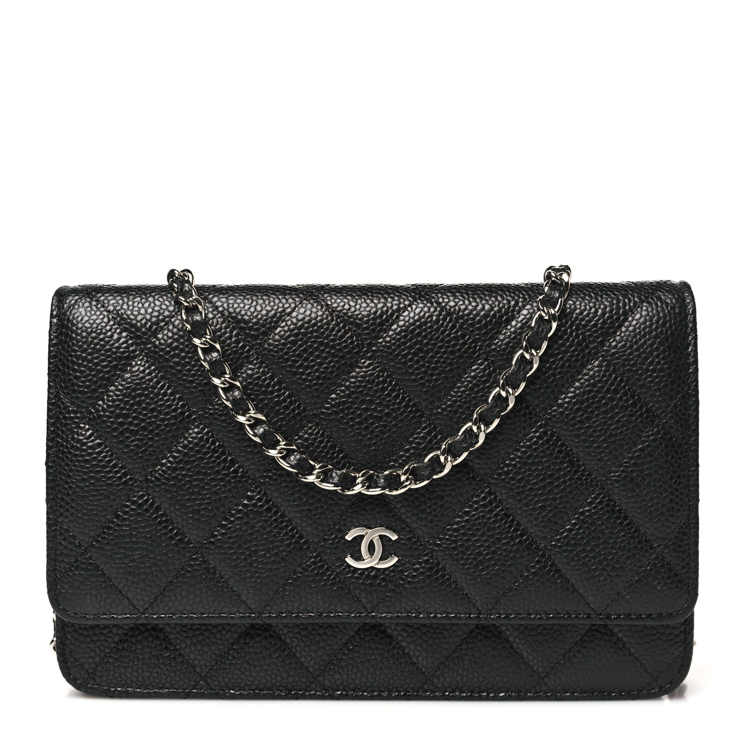 Caviar Quilted Wallet on Chain WOC Black