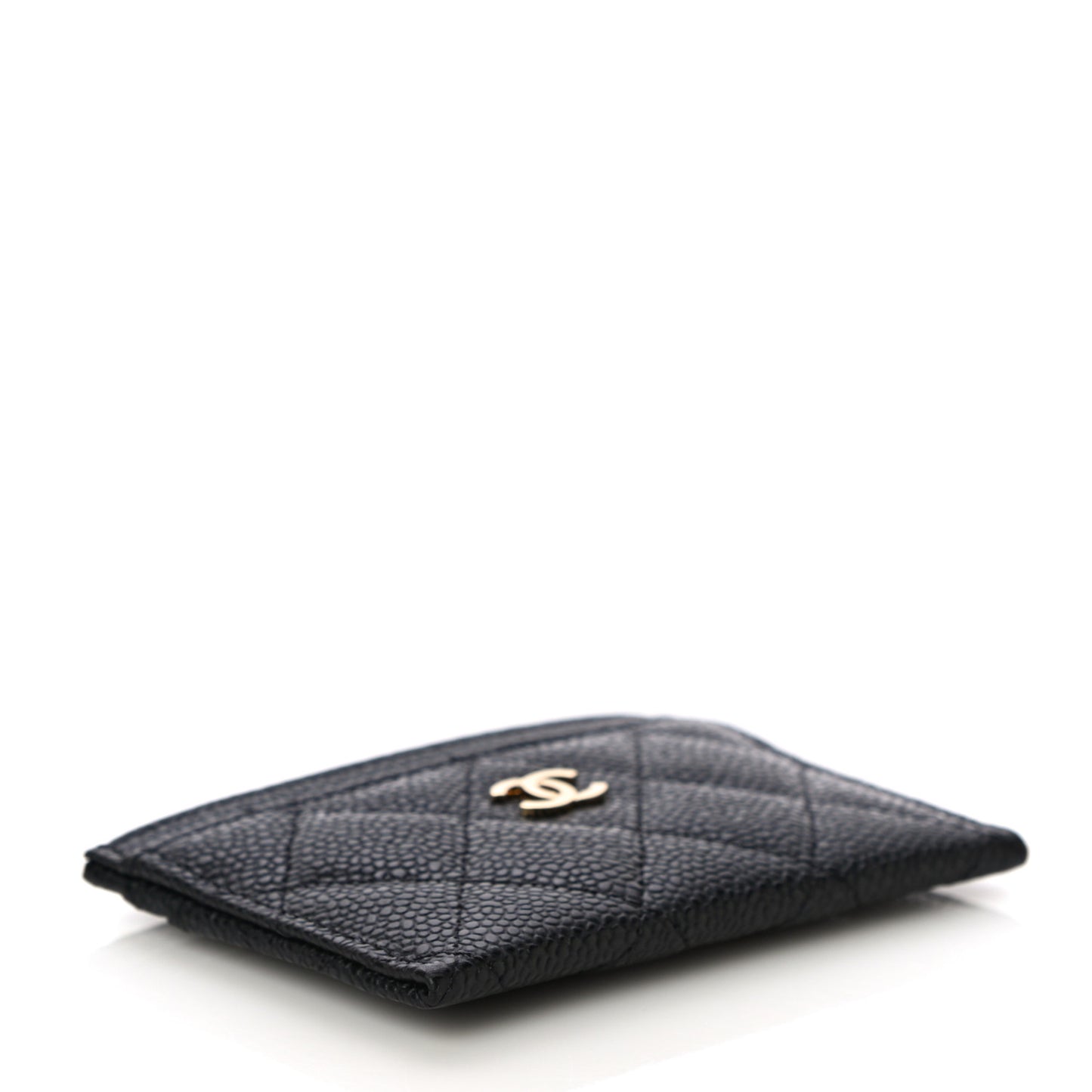 Caviar Quilted Card Holder Black
