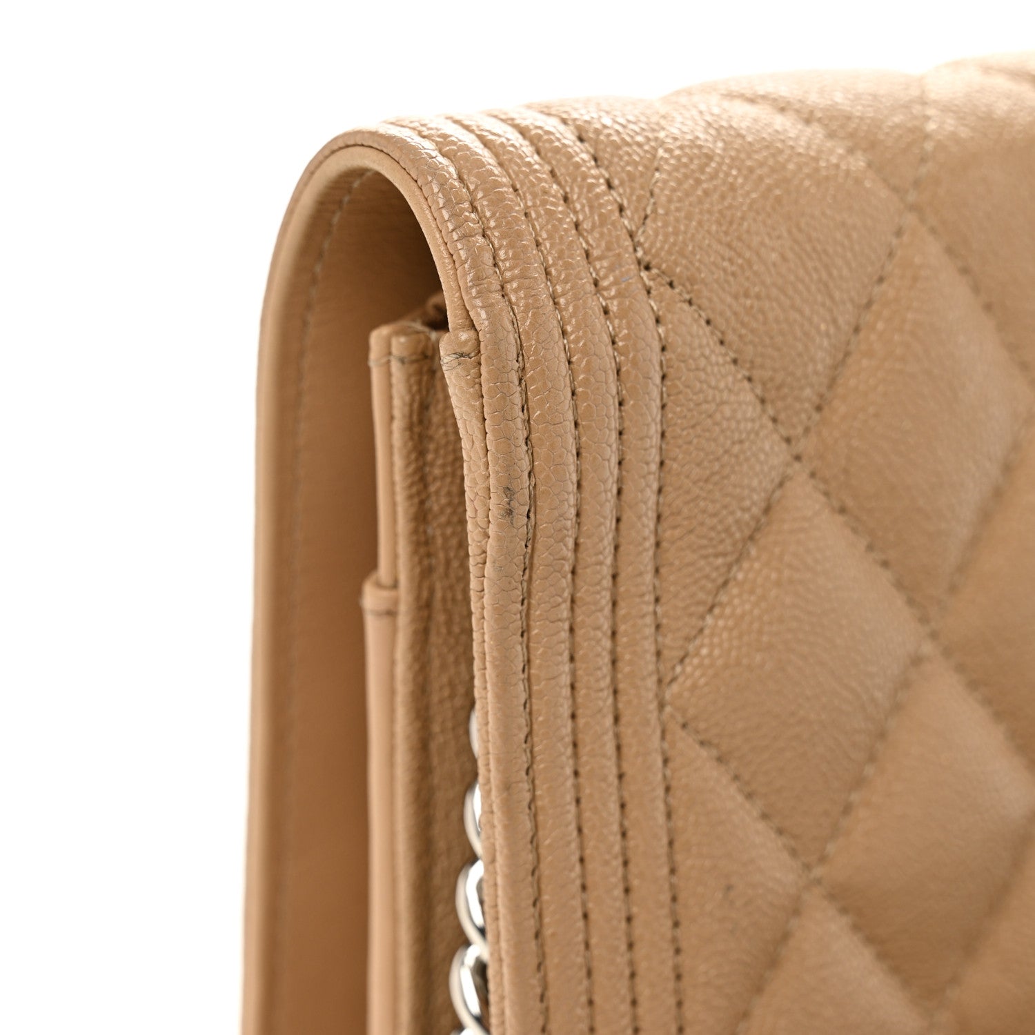 Chanel Caviar Quilted Boy Wallet On Chain WOC Dark Beige 13 of 13