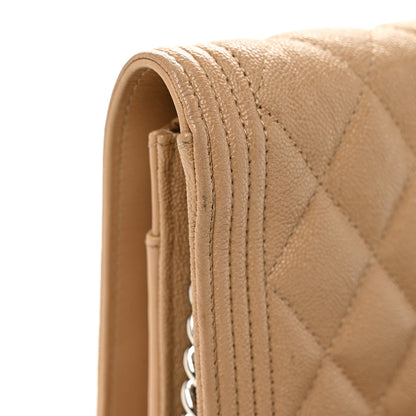 Chanel Caviar Quilted Boy Wallet On Chain WOC Dark Beige 13 of 13