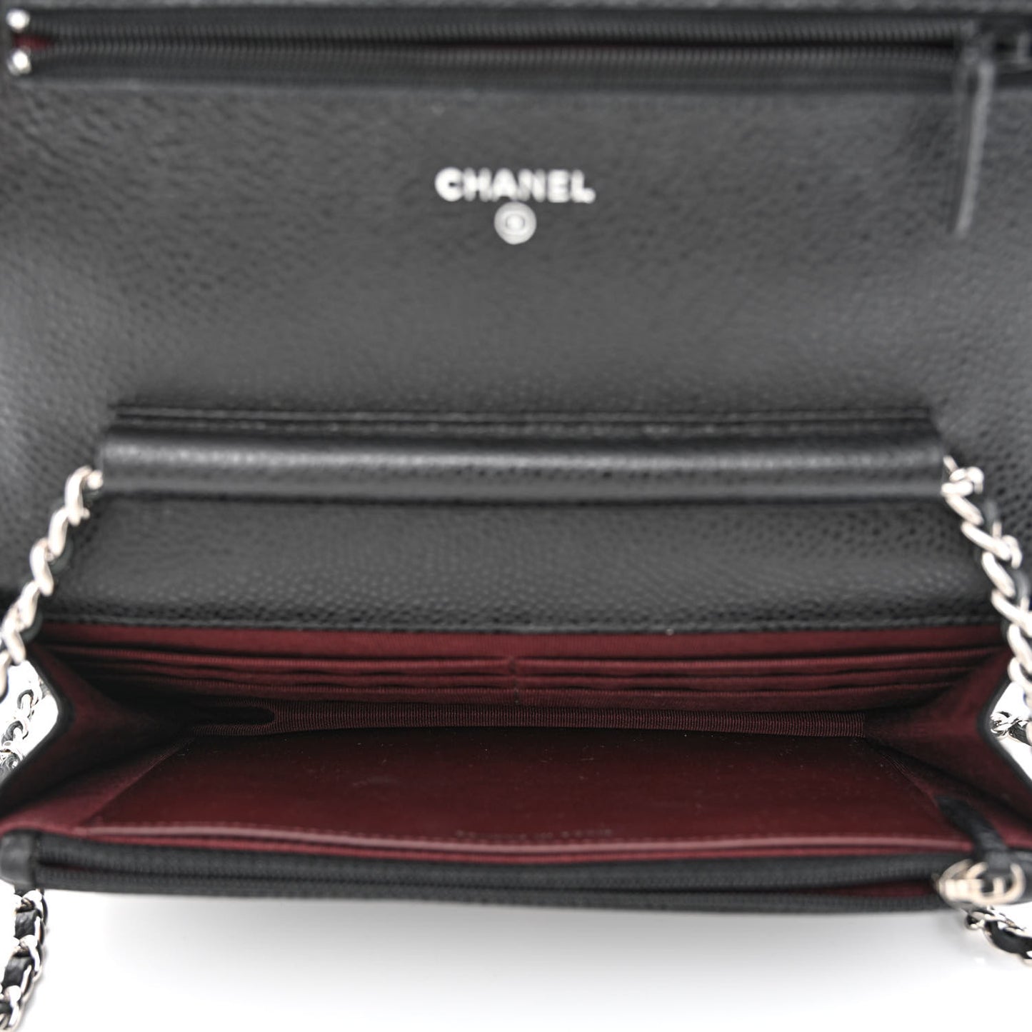 Caviar Quilted Wallet on Chain WOC Black