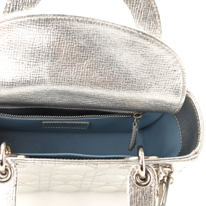 Christian Dior Metallic Grained Calfskin Cannage Small Lucky Badges My Lady Dior Silver 5 of 13