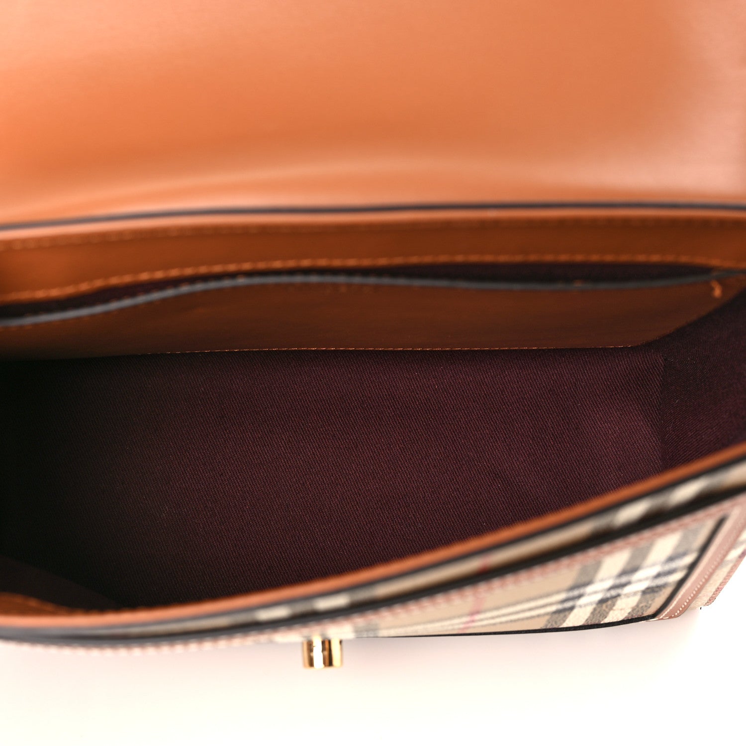 Burberry Coated Canvas Calfskin Vintage Check Medium Note Crossbody Bag Briar Brown 5 of 8