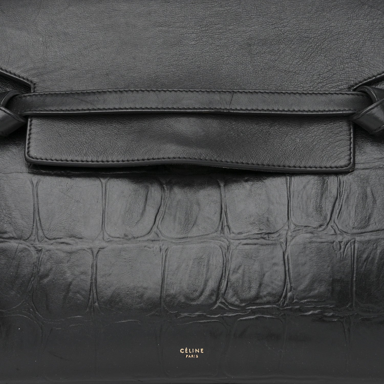 Celine Calfskin Crocodile Embossed Small Belt Bag Black 10 of 22