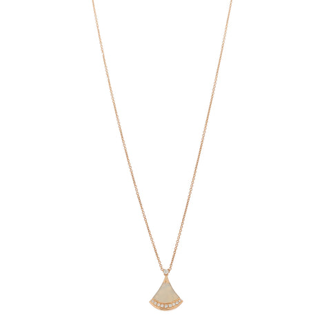 18K Rose Gold Diamond Mother of Pearl Divas' Dream Pave Pendant Necklace