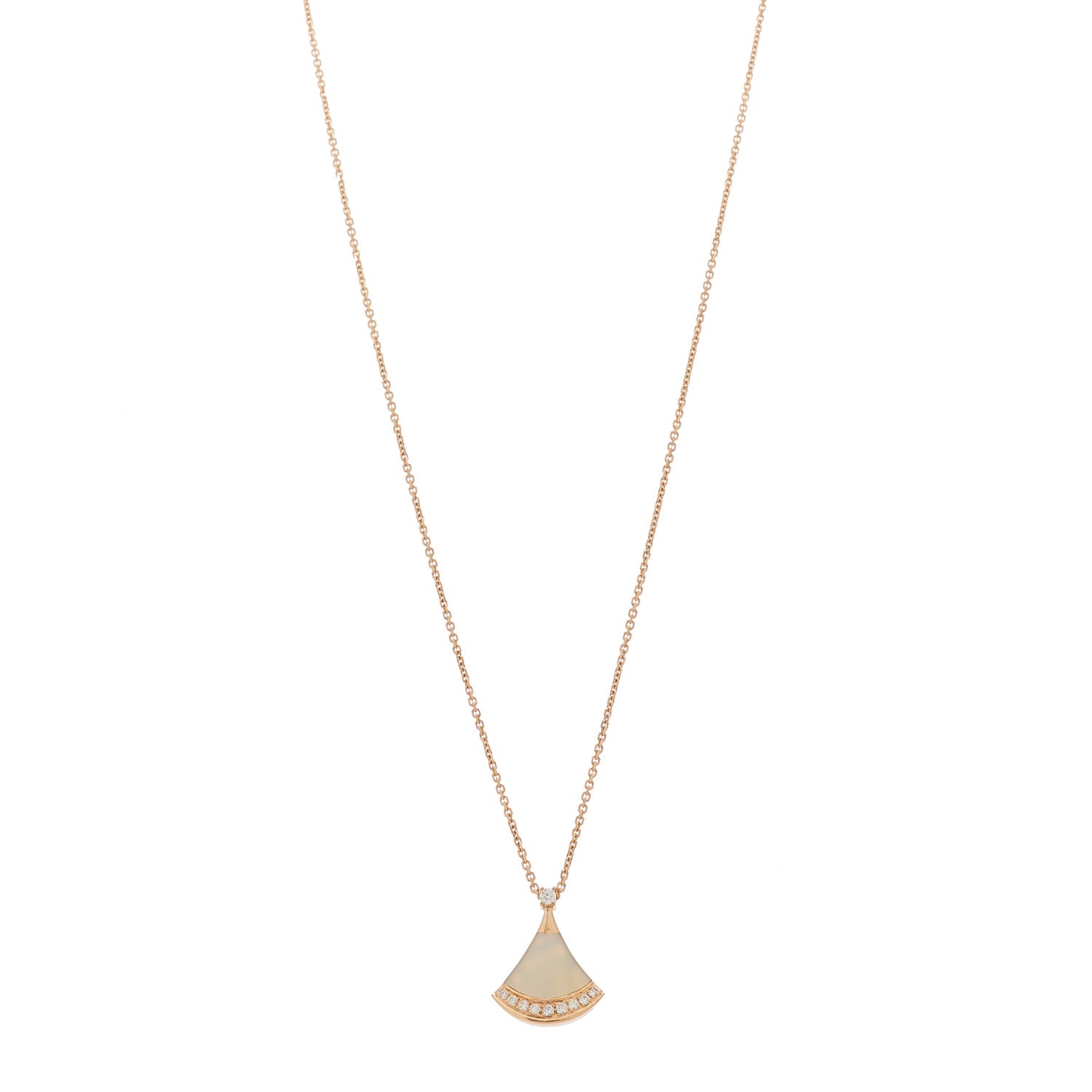 Bulgari 18K Rose Gold Diamond Mother of Pearl Divas' Dream Pave Pendant Necklace 1 of 6