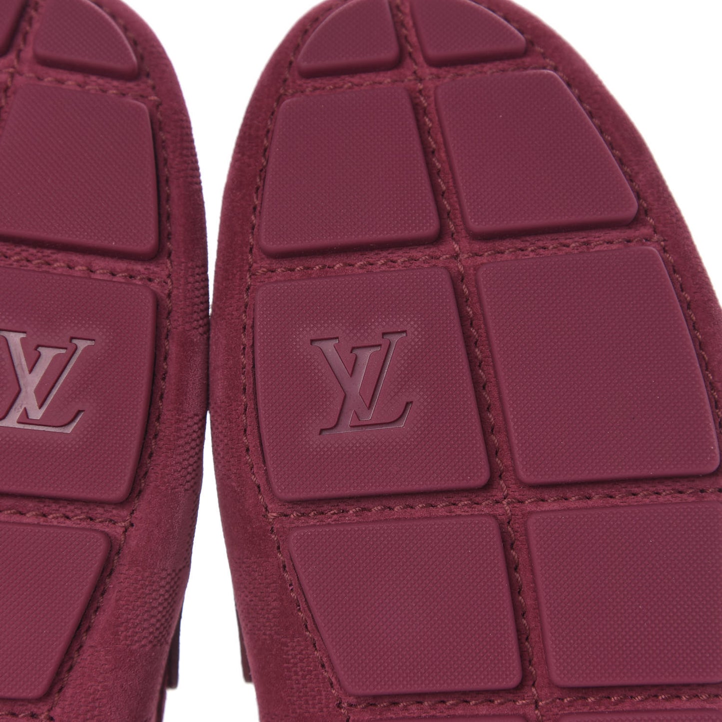 Suede Damier Shade Moccasin Loafers 9.5 Framboise
