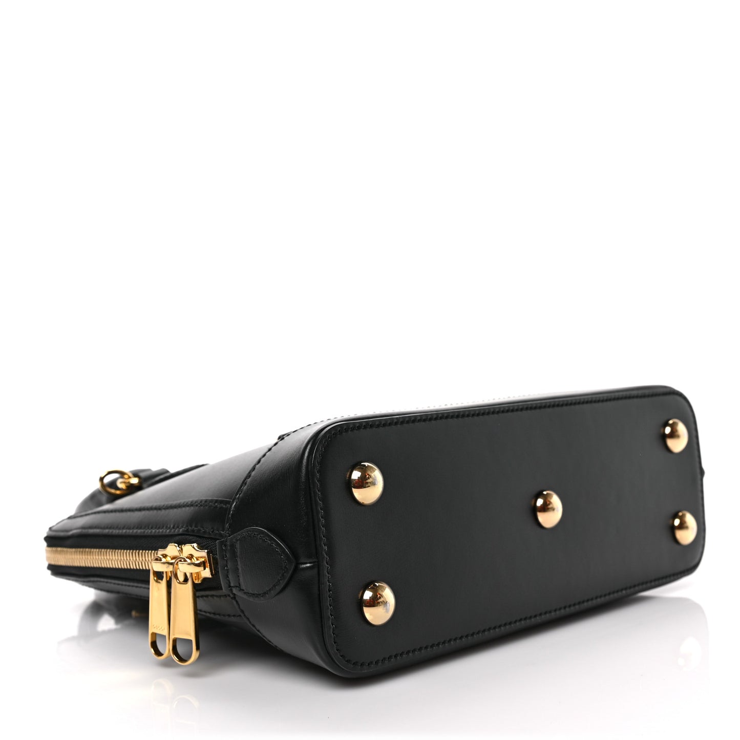 Boarded Plutone Calfskin Small Horsebit 1955 Top Handle Bag Black