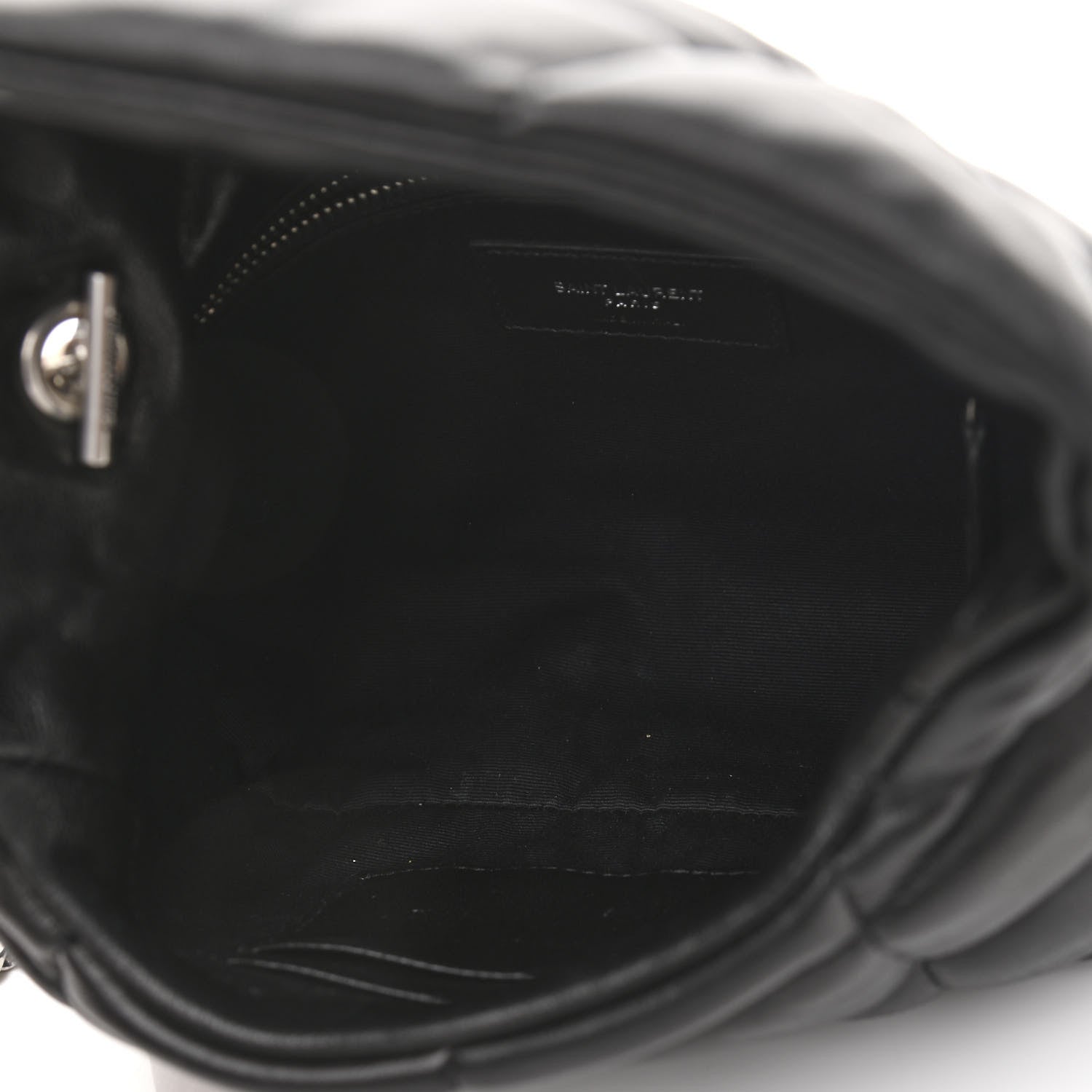 Saint Laurent Lambskin Quilted Toy Loulou Puffer Monogram Chain Satchel Black 5 of 11