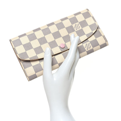 Louis Vuitton Damier Azur Emilie Wallet Rose Ballerine 2 of 10
