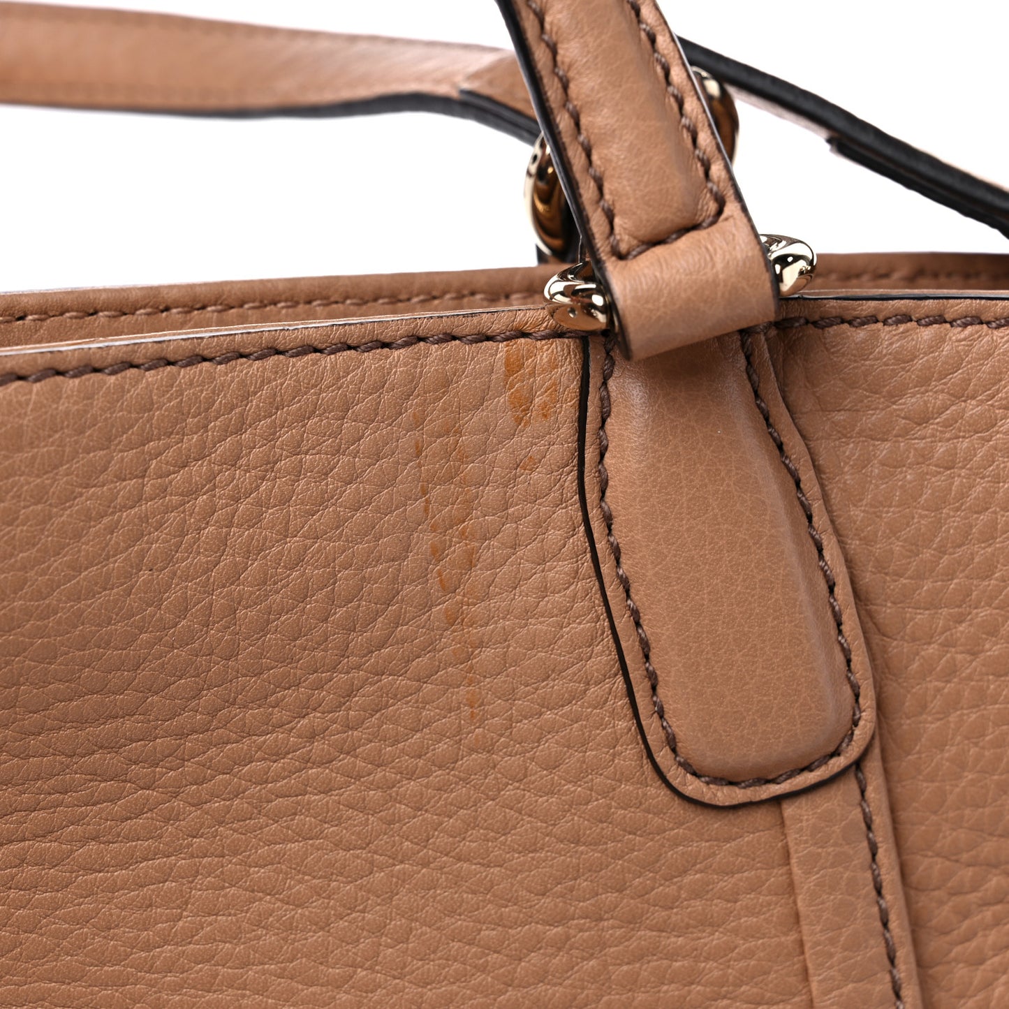 Pebbled Calfskin Small Soho Top Handle Bag Camelia