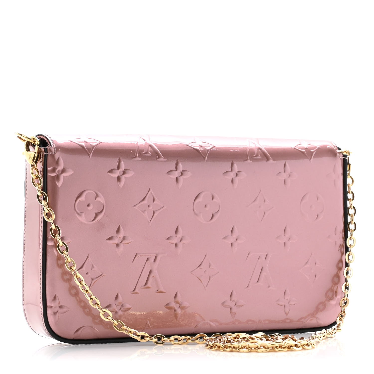 Louis Vuitton Vernis Pochette Felicie Chain Wallet Metallic Pale Pink 4 of 11