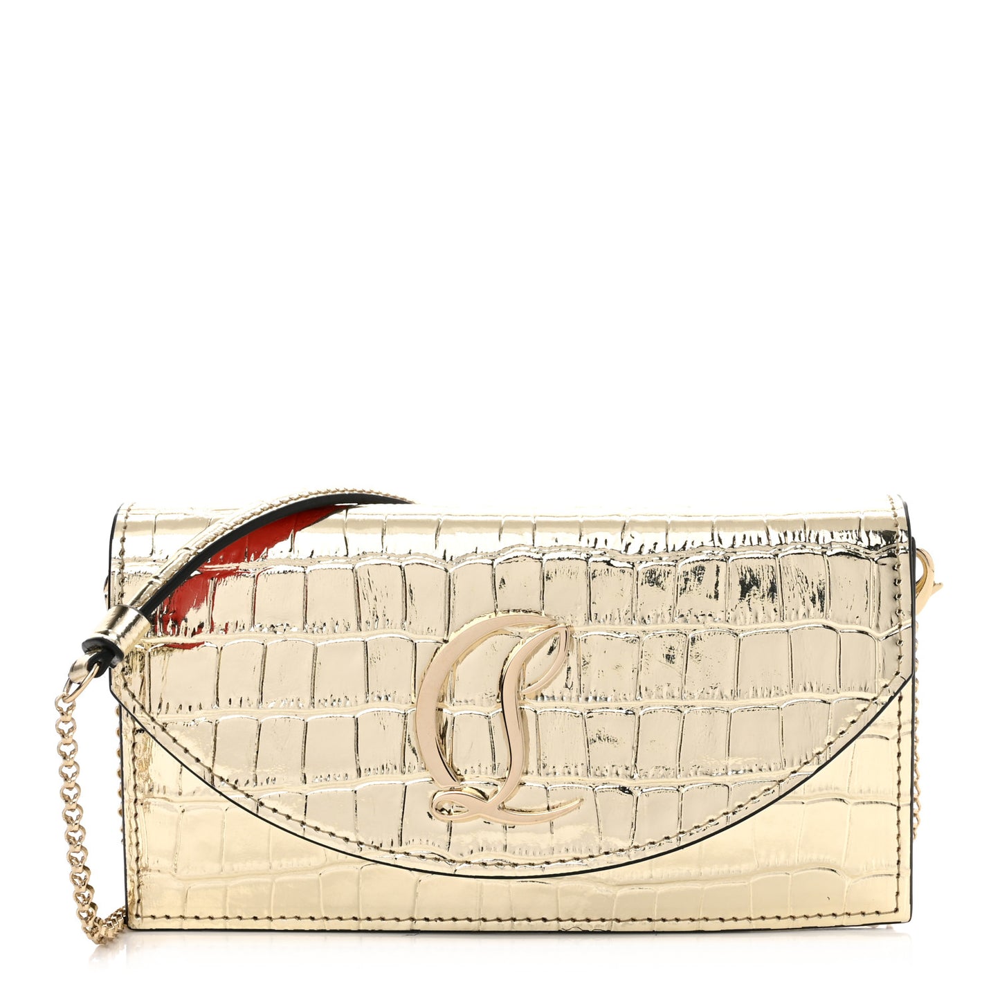 Metallic Calfskin Alligator Embossed Elisa Baguette Paltine