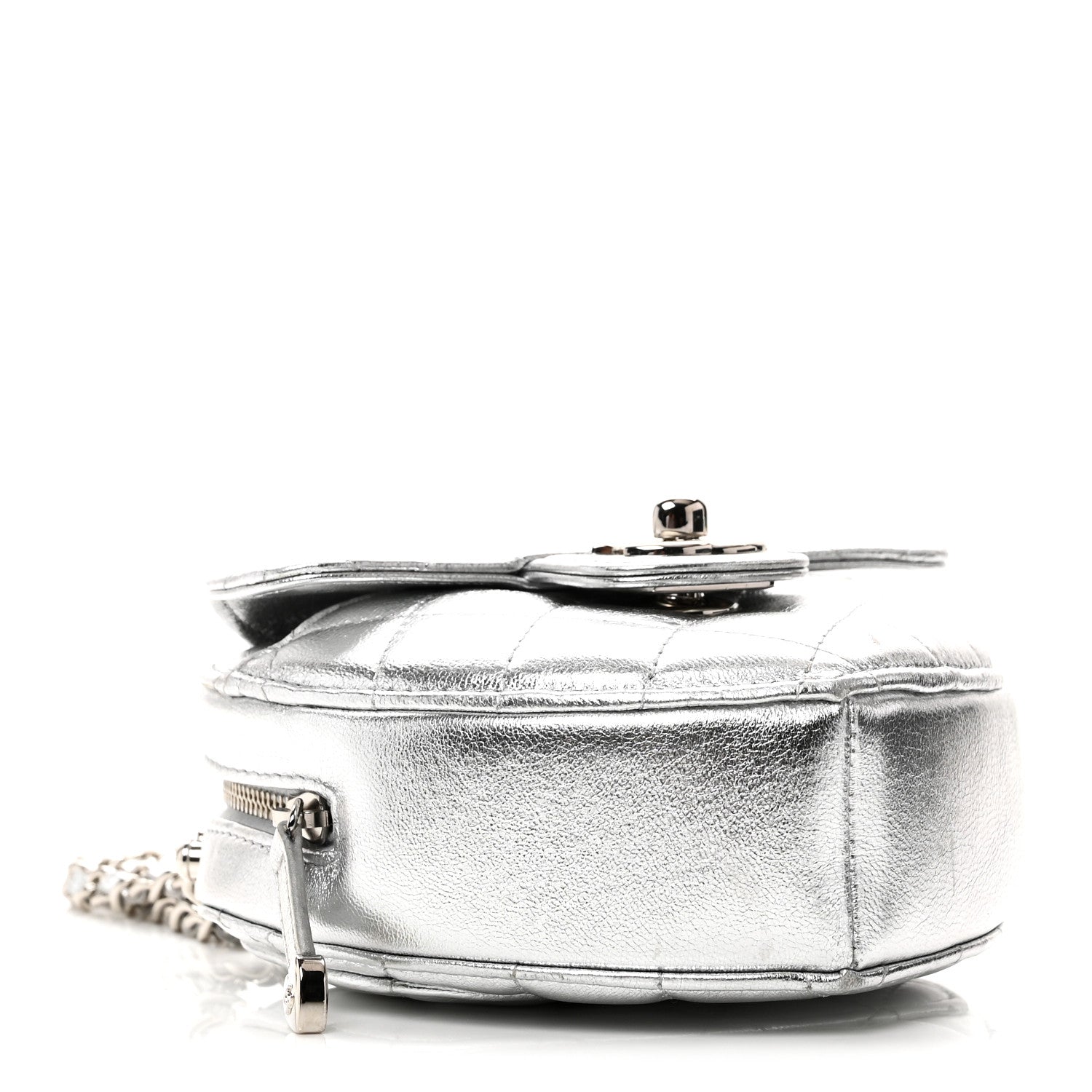 Chanel Metallic Lambskin Quilted CC In Love Heart Clutch With Chain Silver 3 of 10
