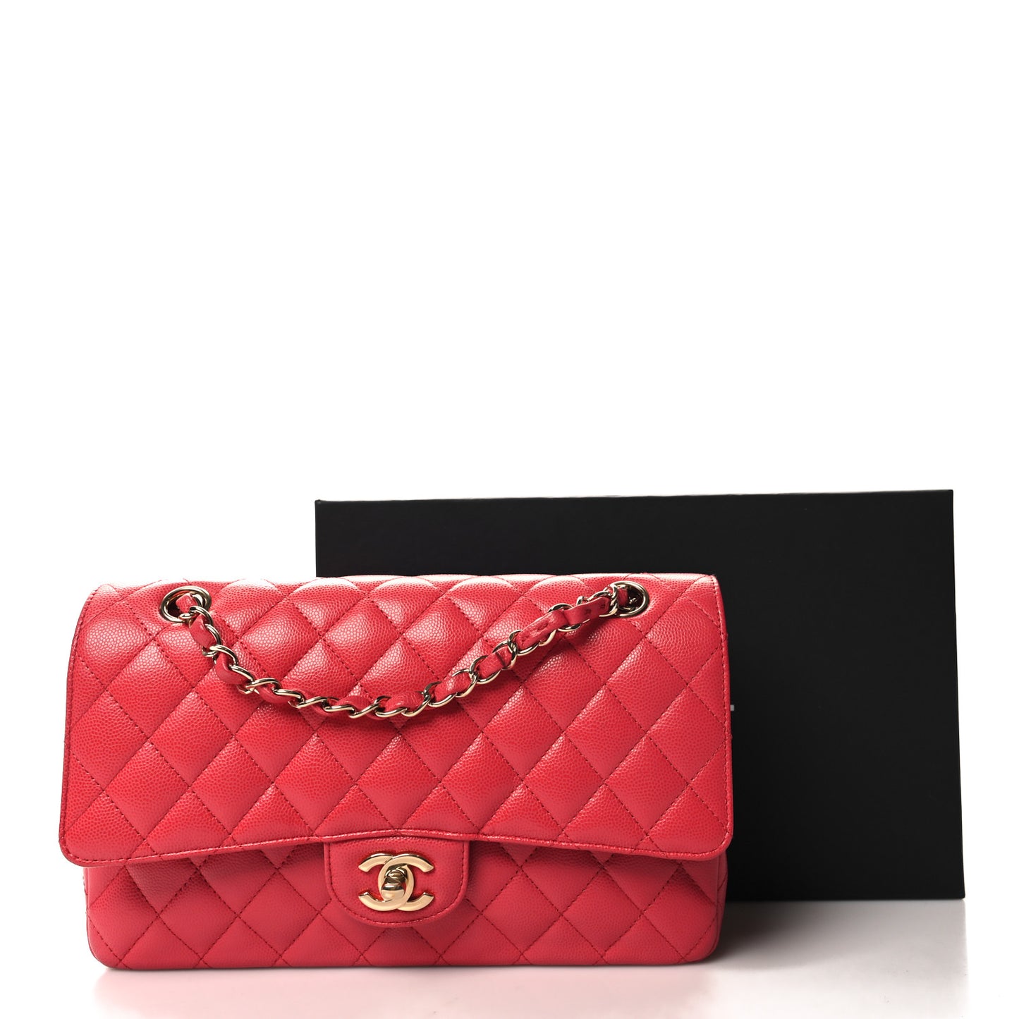 Caviar Quilted Medium Double Flap Dark Pink