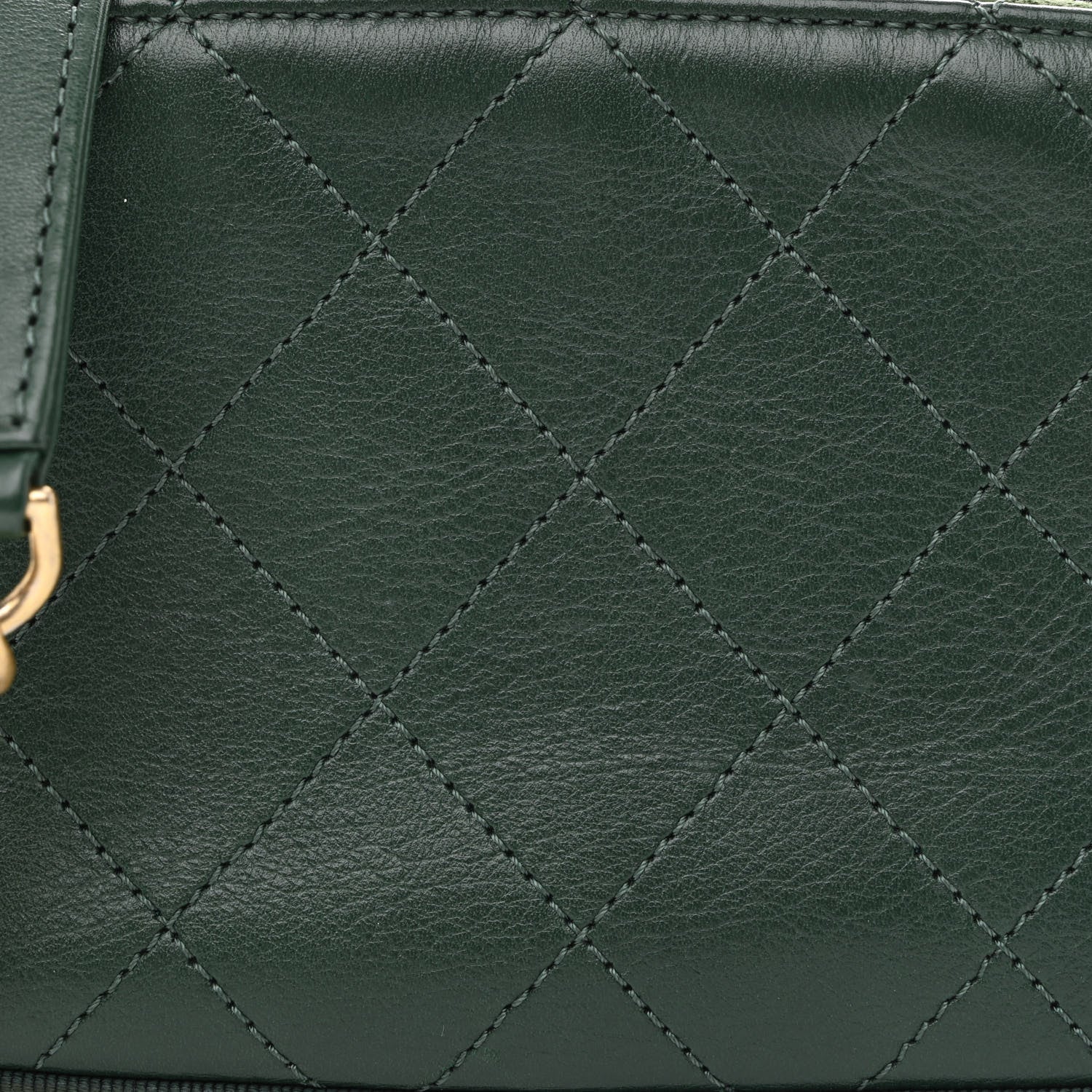 Chanel Calfskin Grosgrain Stitched Button Up Camera Case Green 9 of 12